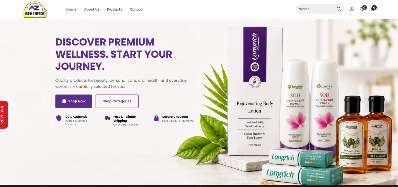 AZ Goods & Services website