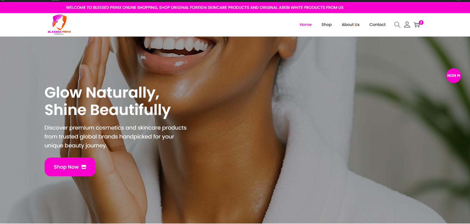 Blessed Prinx Cosmetics website